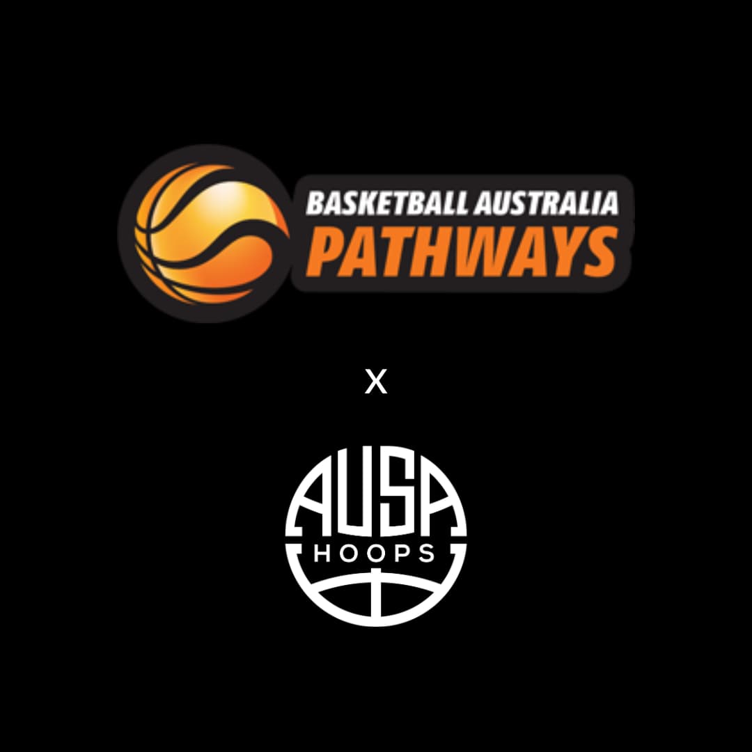 Basketball Australia Pathways and AUSA Hoops partnership logo lockup