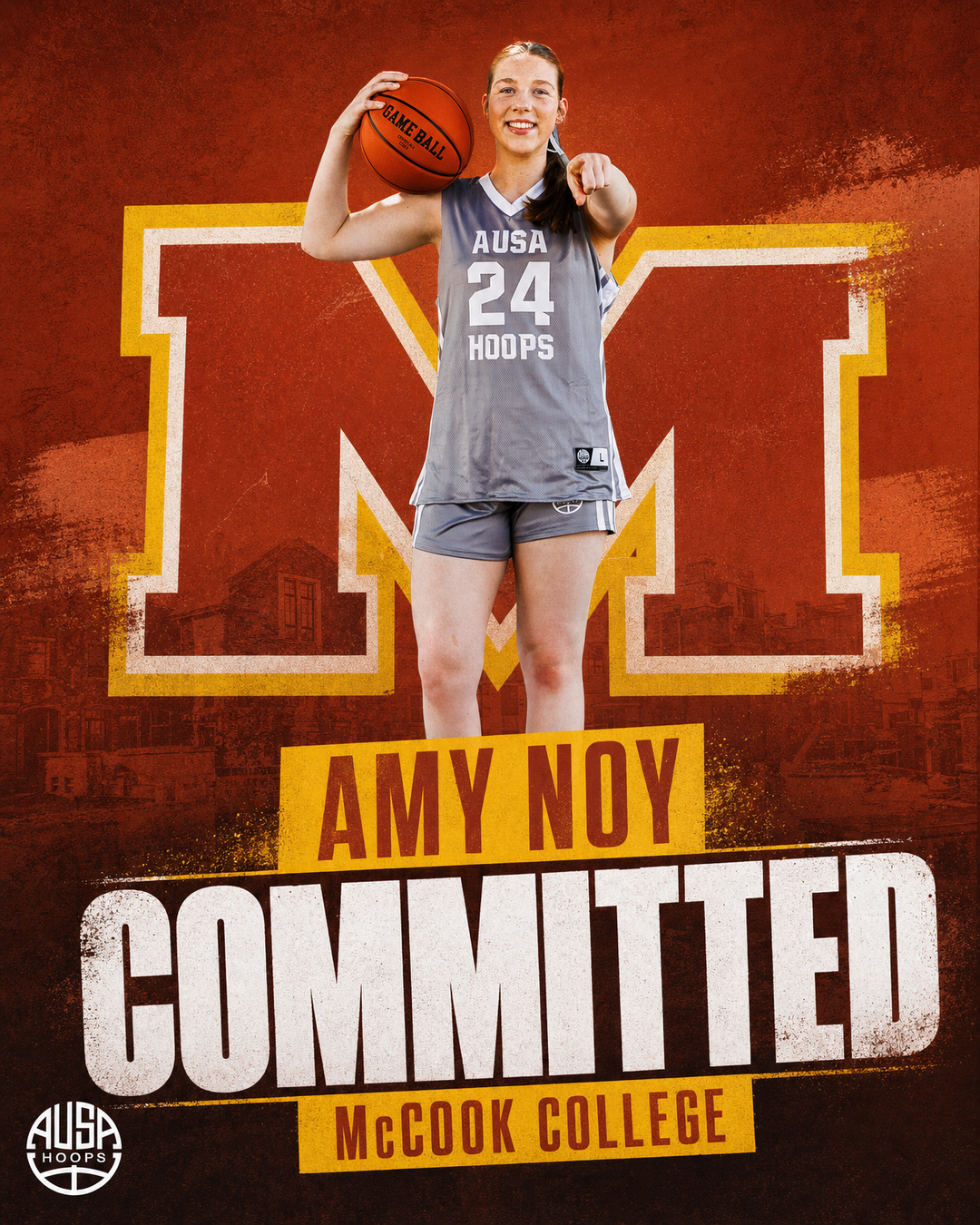Amy Noy Commits to McCook College Women's Basketball, commitment graphic