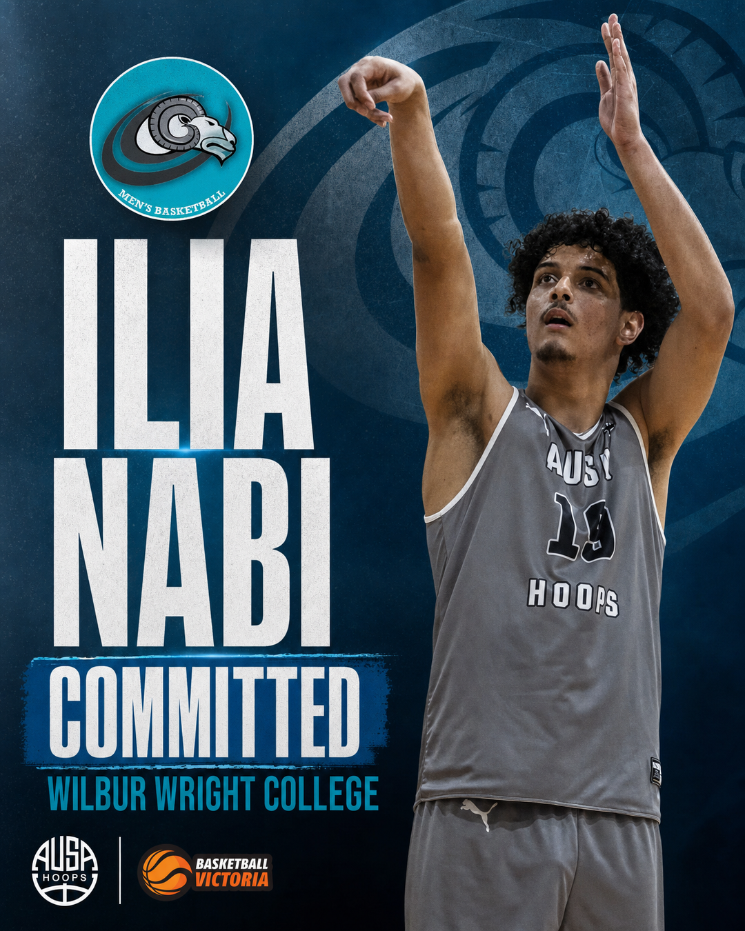 Ilia Nabi Commits to Wilbur Wright College Basketball, commitment graphic