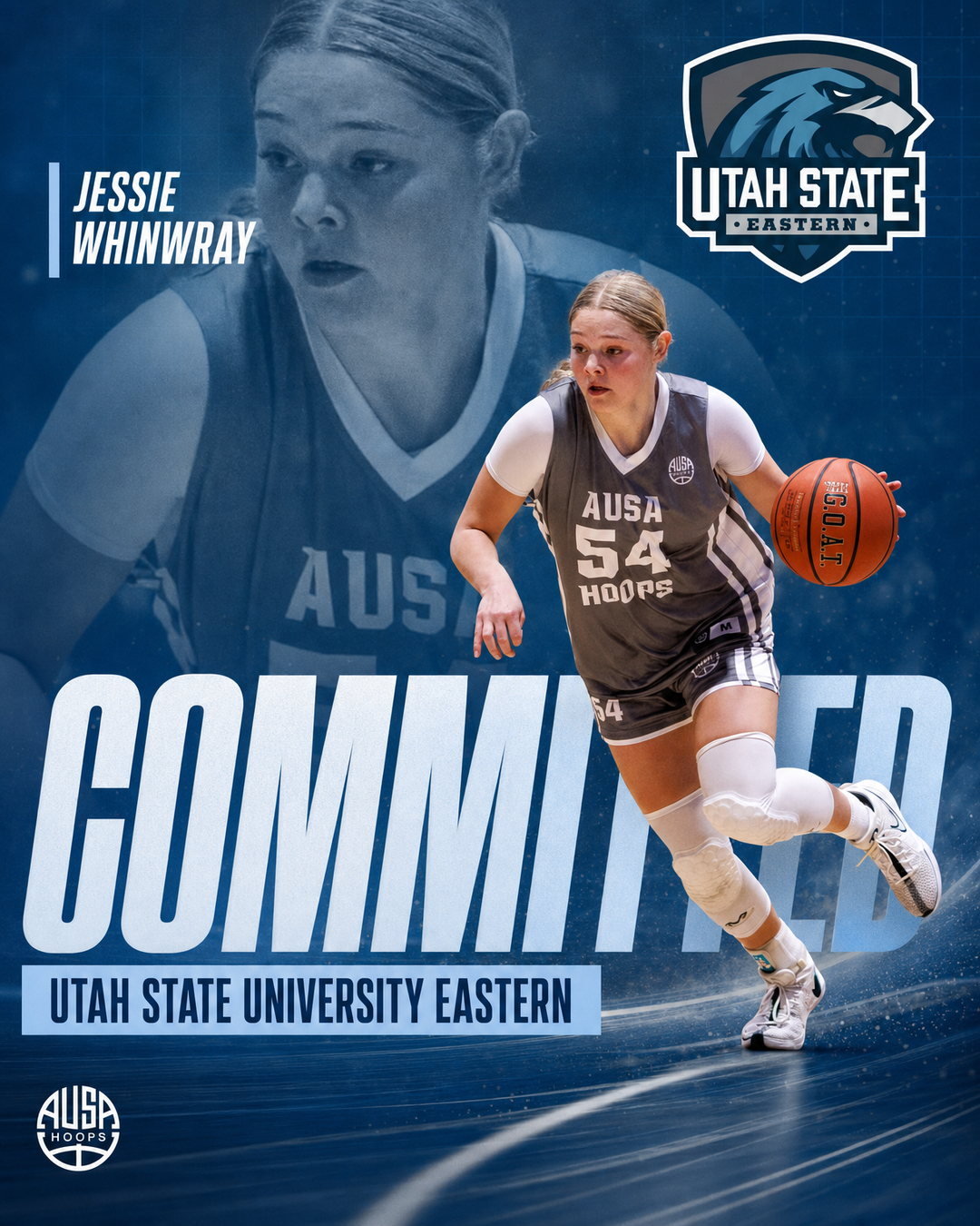 Jessie Whinwray Commits to Utah State Eastern Women's Basketball — commitment graphic