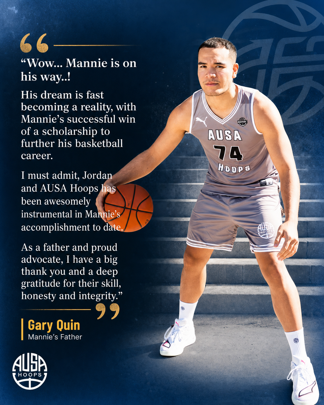 Mannie Quin Commits to Cochise College Men's Basketball — quote graphic