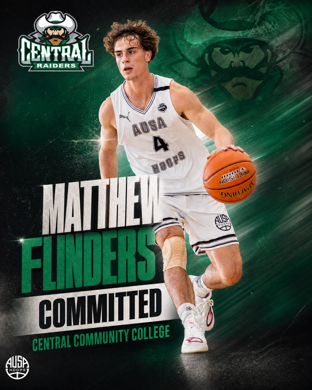 Matthew Flinders commits to Central Community College, commitment graphic