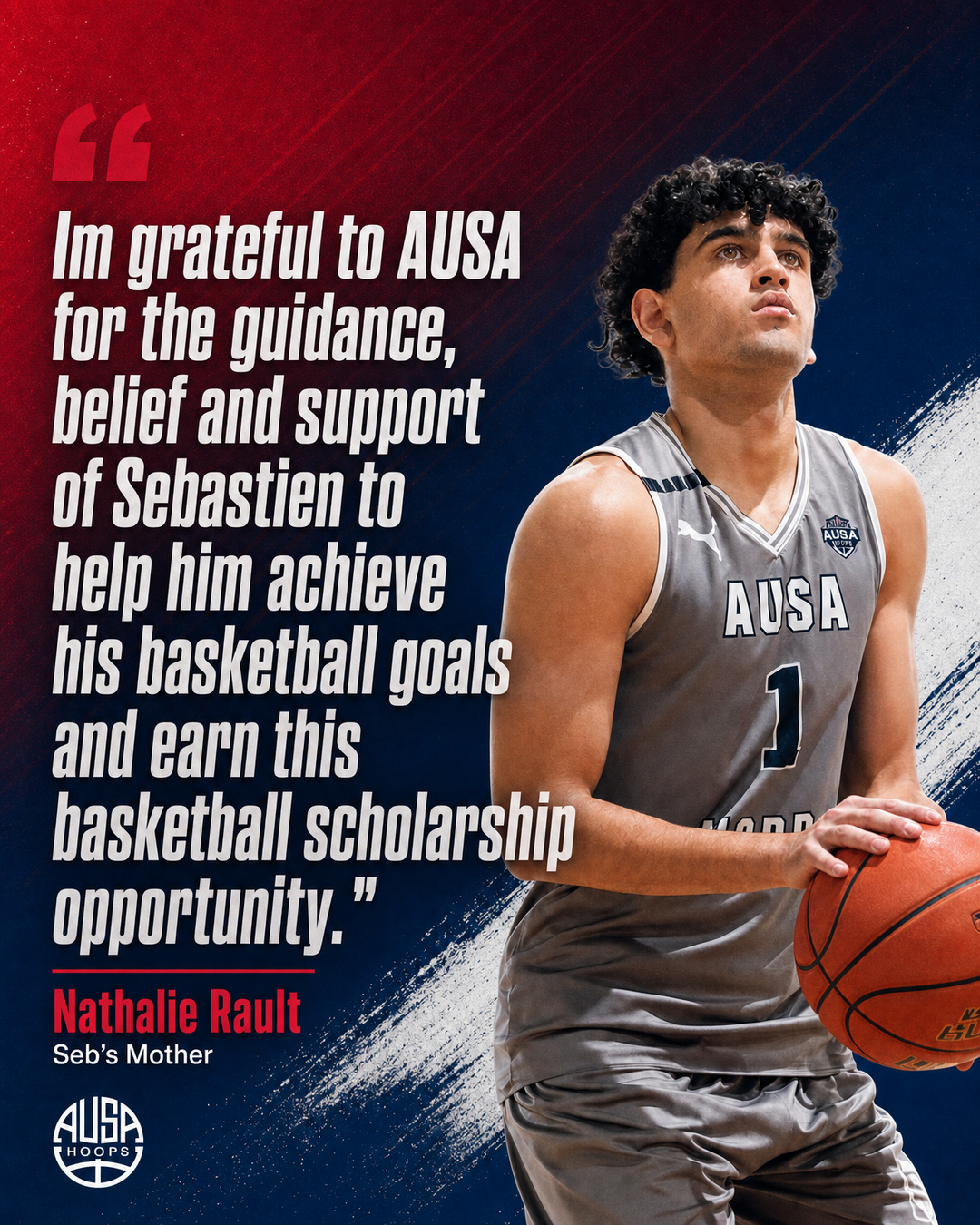 Quote graphic: Nathalie Rault on Seb Rault's commitment to Rogers State University
